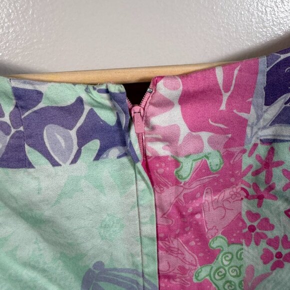 VTG Lilly Pulitzer Sheath Dress Size 10 Frog Turtle Patchwork Preppy Palm Beach - Picture 9 of 9